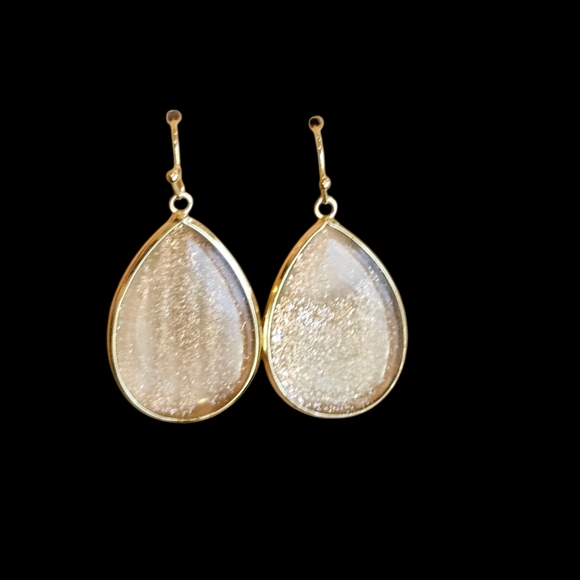 NWT - 18k Gold Celestial Glitter Teardrop Earrings - Picture 3 of 13